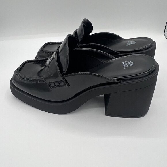 Wild Fable Women’s Eileen Mule Black Slip On Shoes Size 8 Chunky Faux Leather - Picture 3 of 7